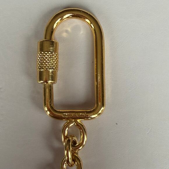 FENDI Mens Iconic Pequin Striped Leather Gold Tone Keychain MINT - Picture 4 of 8